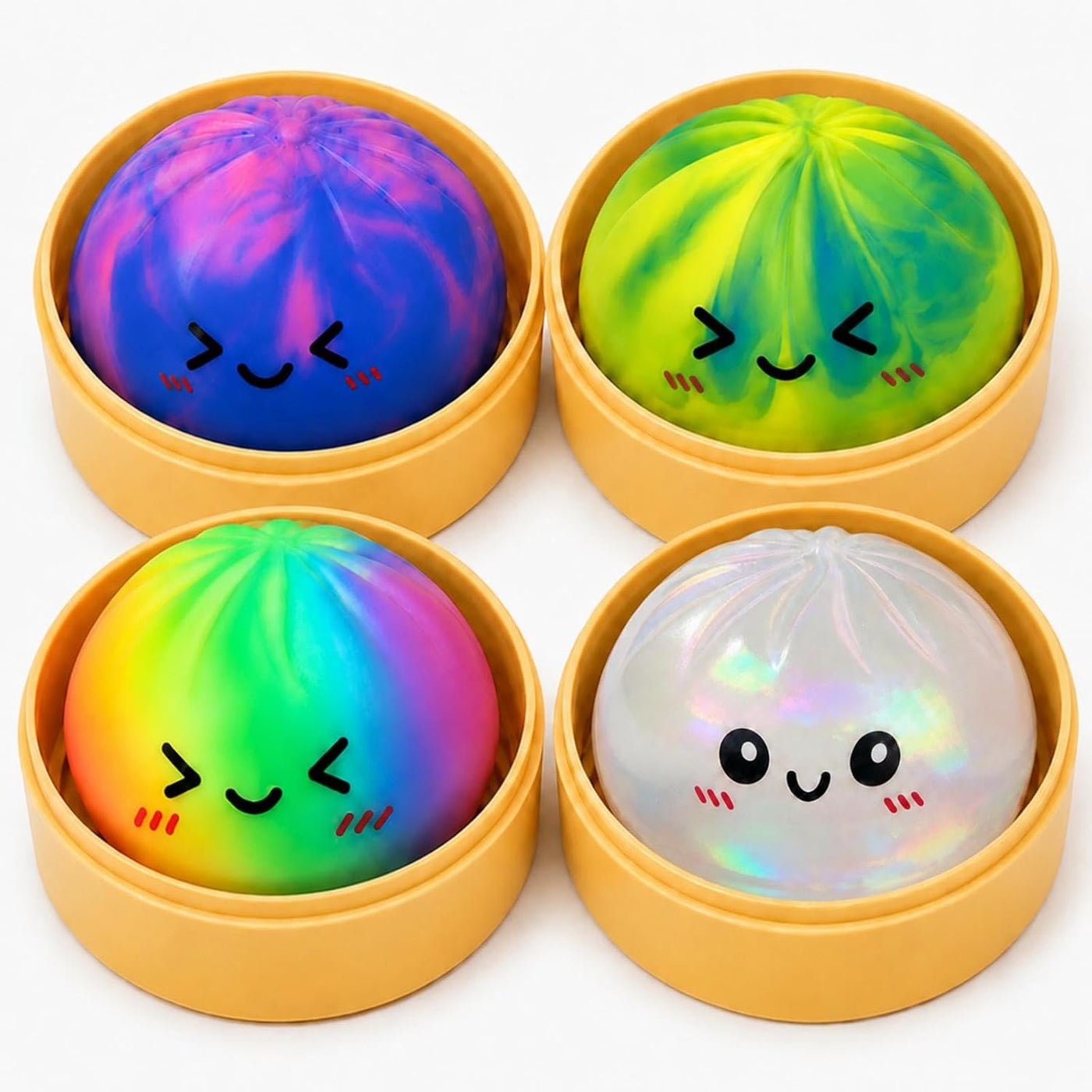 Dumpling Squishy with Steamer (4PCS Tie Dye)