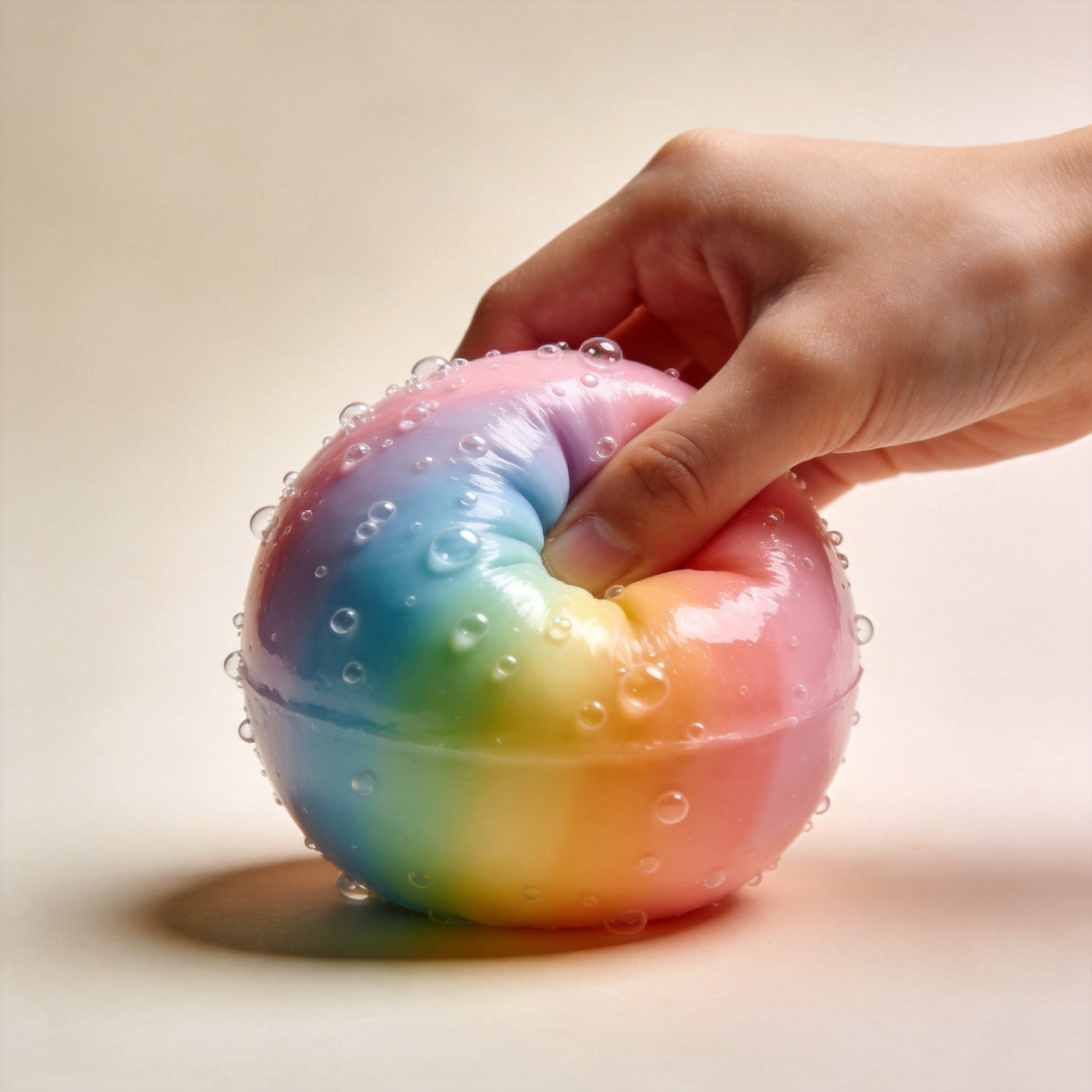 Hand squeezing wax ball for ASMR sound