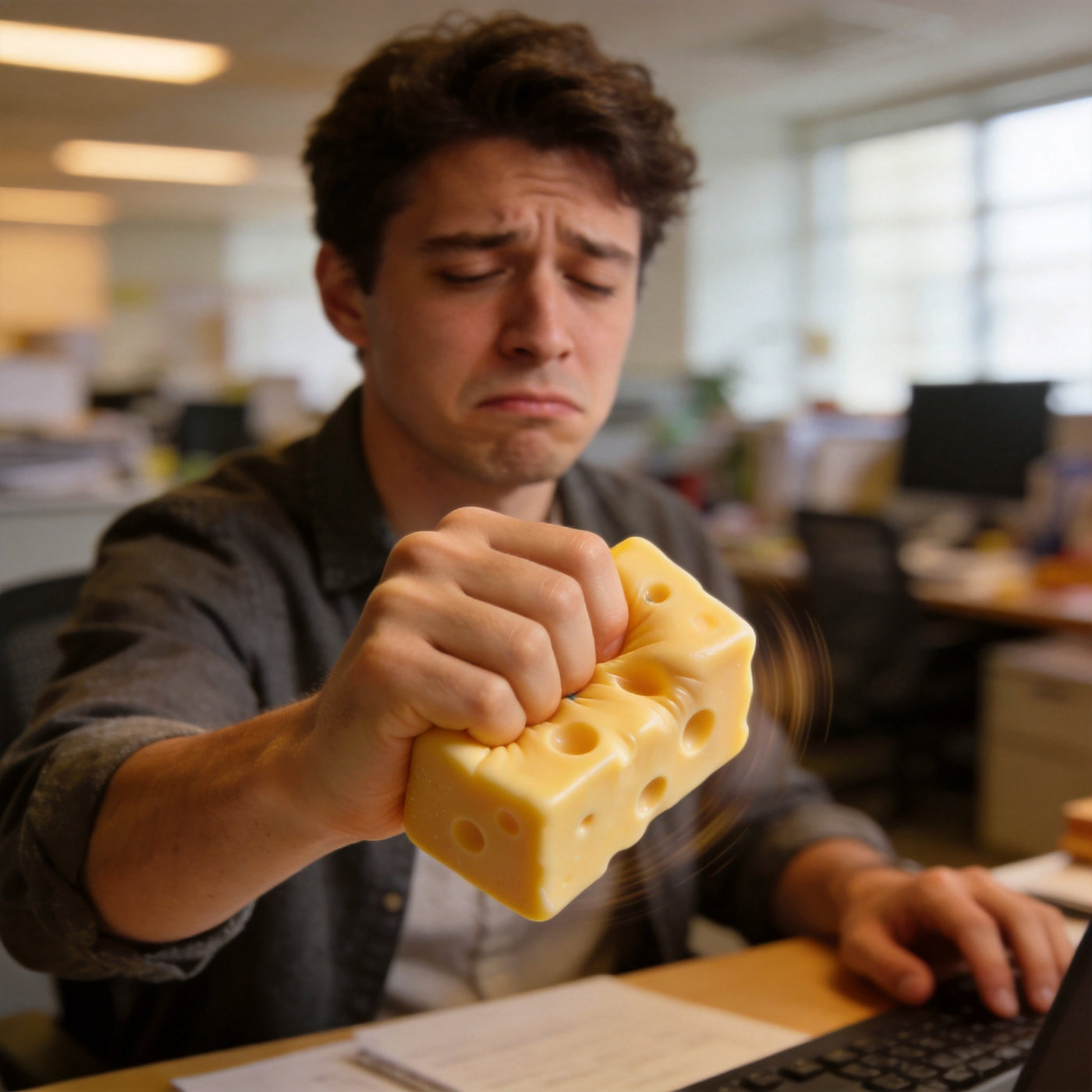 Cheese block squishy for stress relief