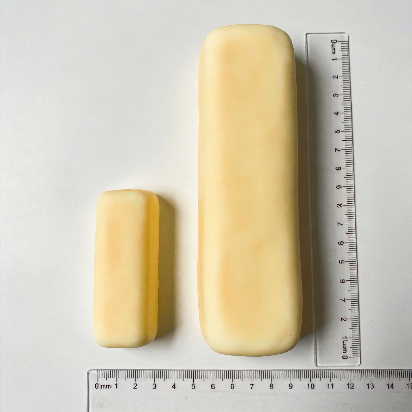 Comparison of standard and jumbo butter stick squishies