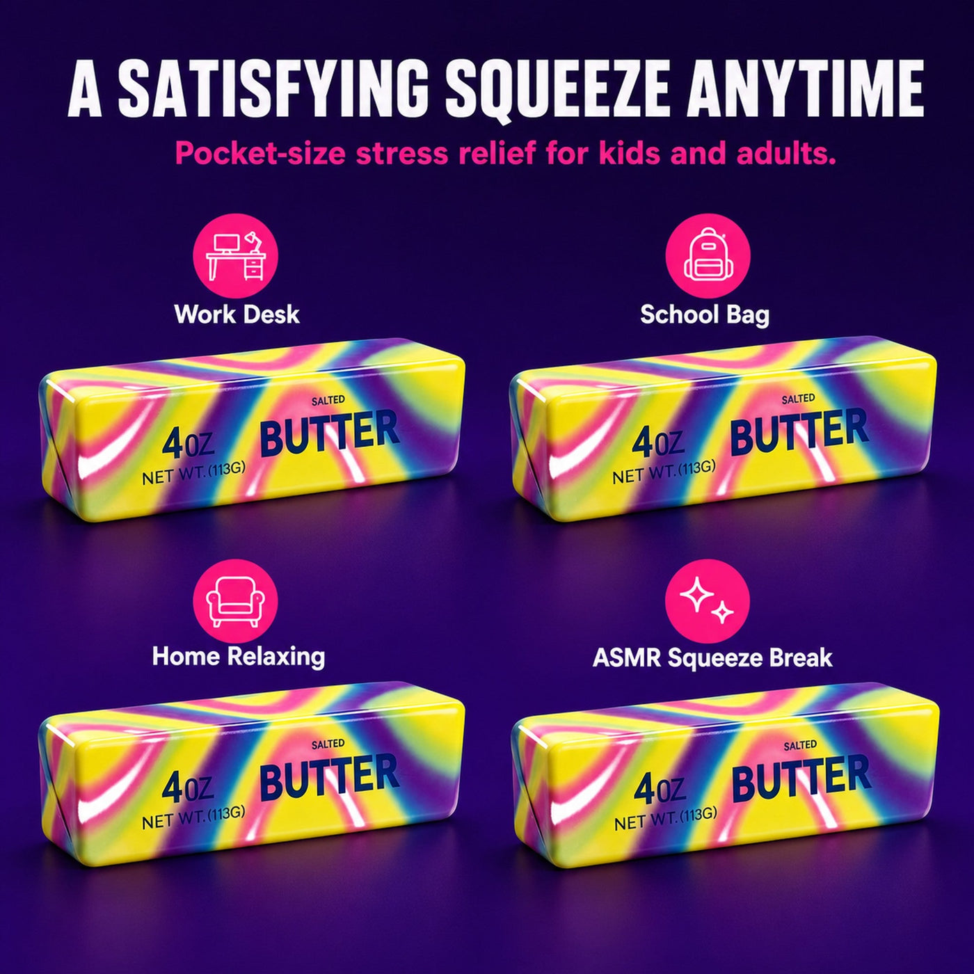 Butter squishy ASMR squeeze break and everyday use occasions