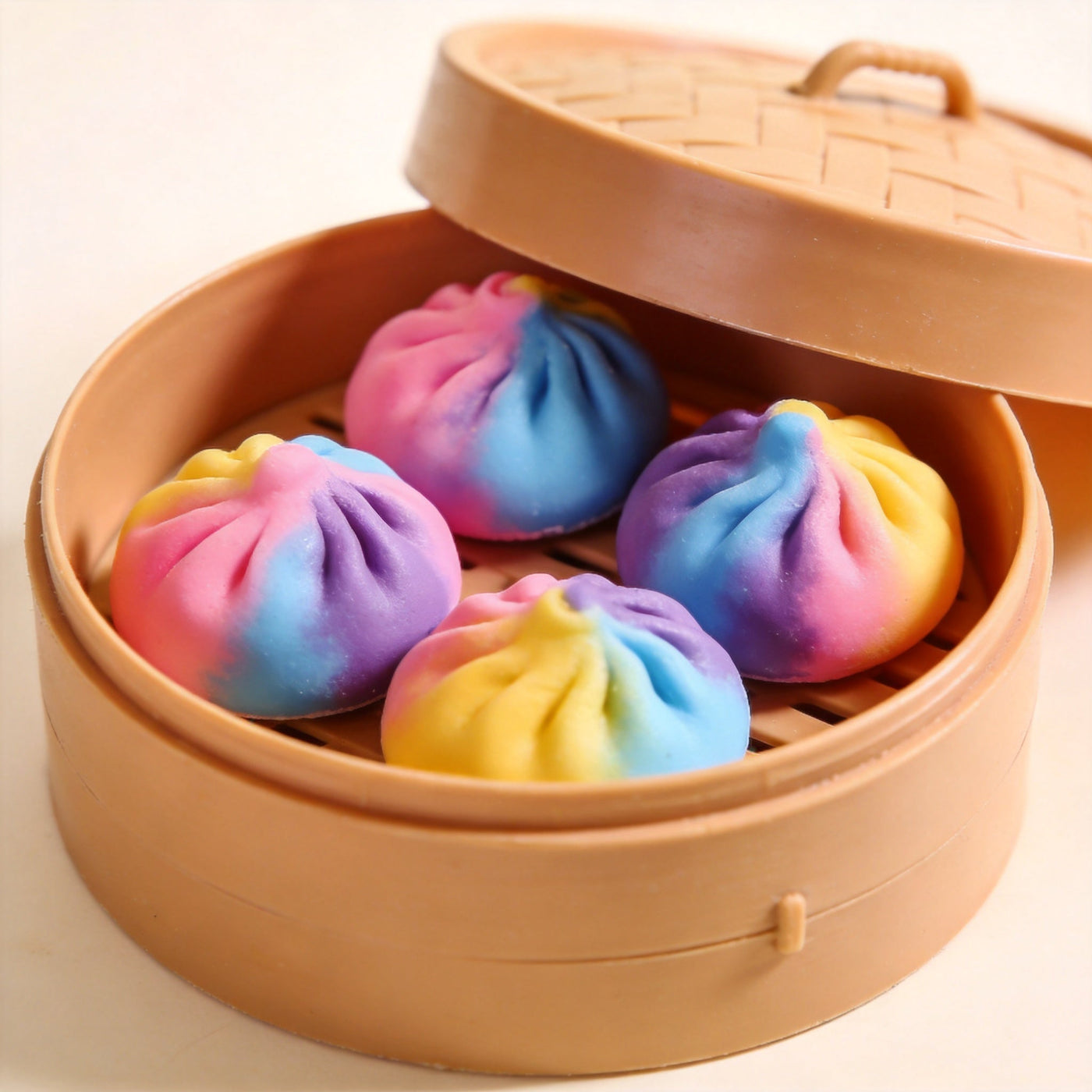 4PCS Dumpling Squishy with Steamer: Tie-Dye Set Review