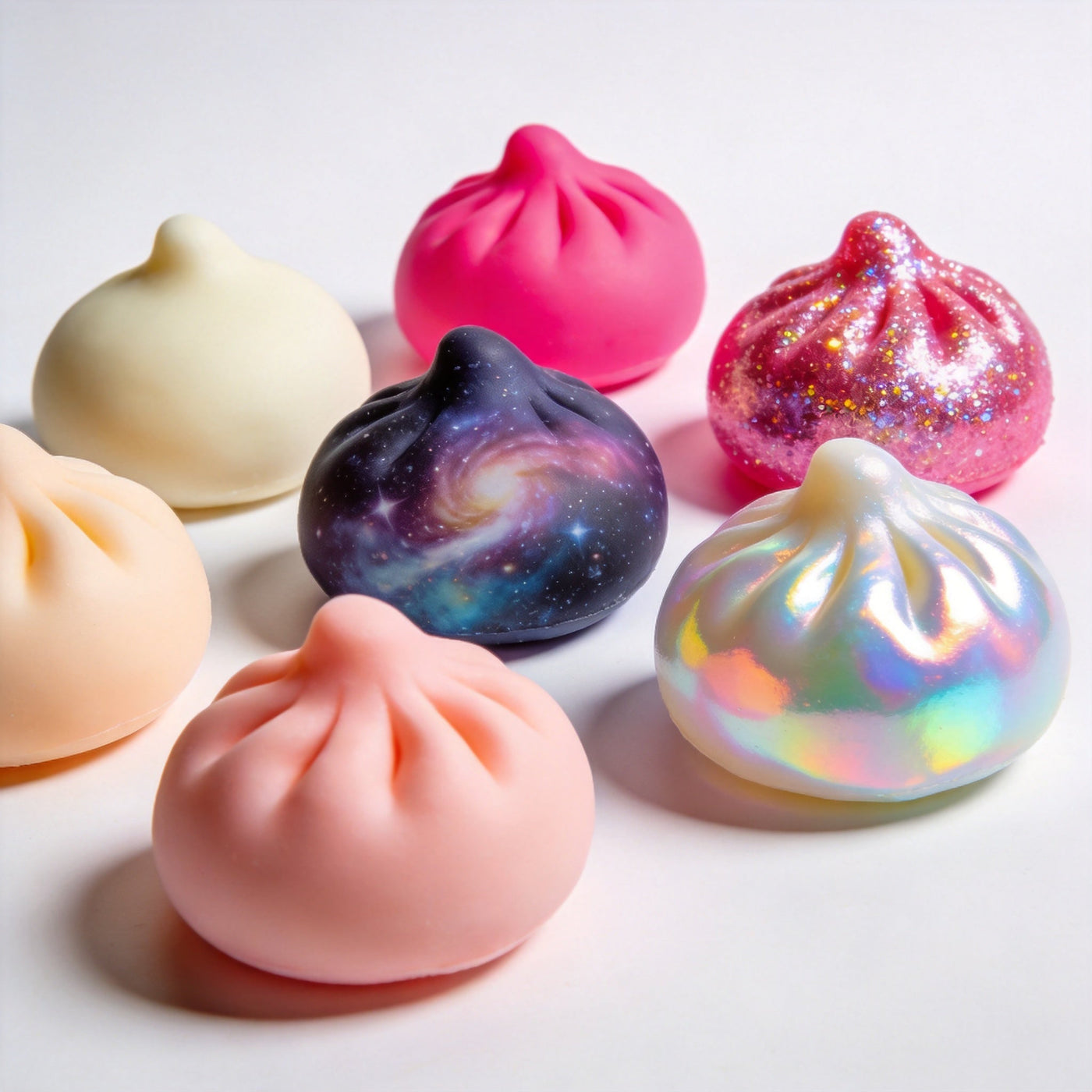 Different color variants of dumpling squishies