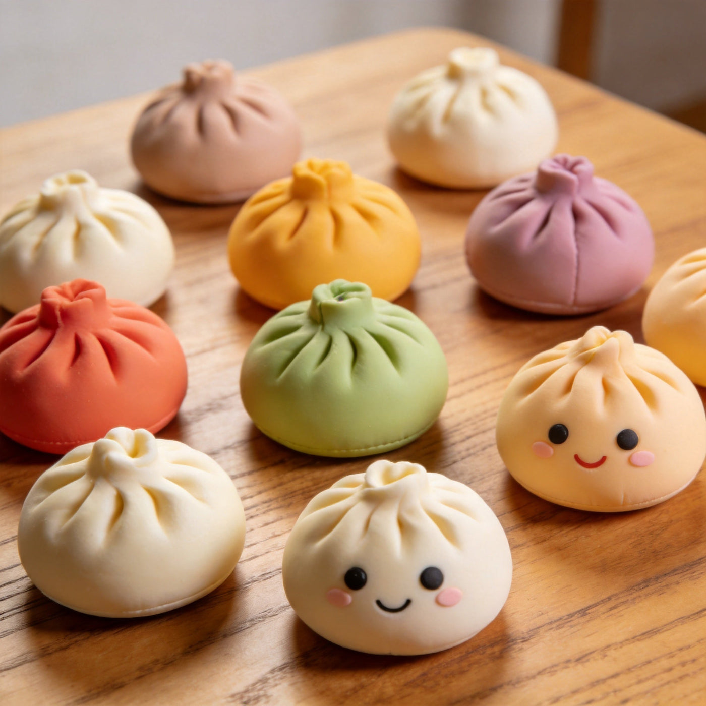 A collection of baozi squishies