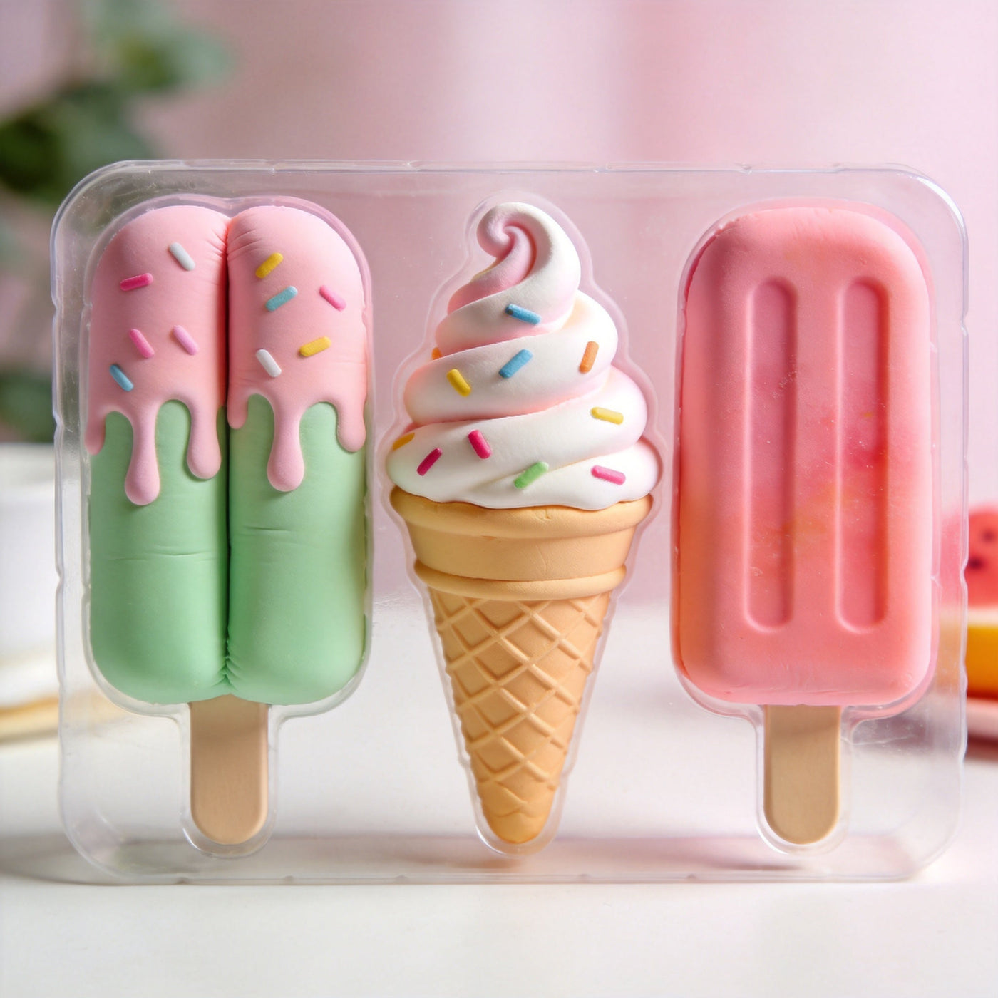 Three popsicle squishy toys in the 3-pack