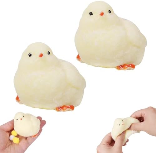 2 Pack Chick Squishy, Cream Fuzzy Slow Rising Squeeze Toy