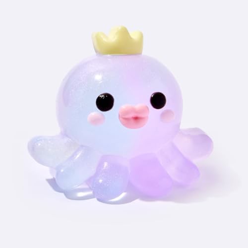 Cute Octopus Squishy With Crown, Kawaii Mochi Fidget Toy