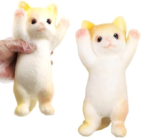 Cream Kitten Cat Squishy, Soft Flocked Slow Rising Stress Toy