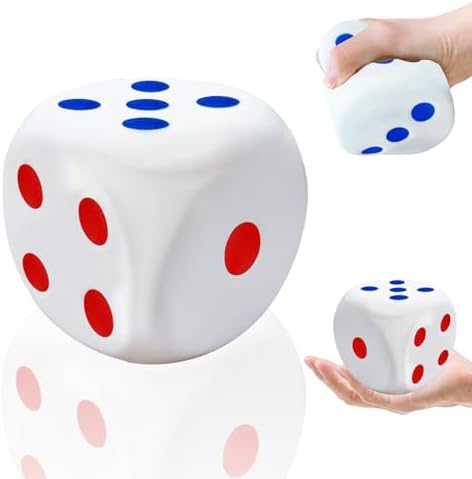 Dice Squishy Stress Ball, 3 Inch Foam Lucky Numbers Fidget Dice