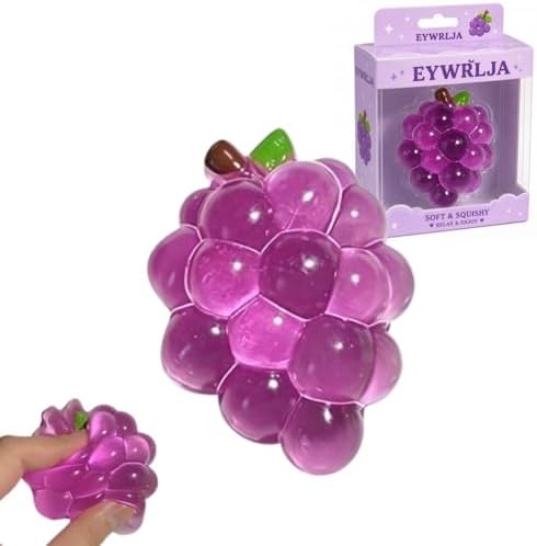 Realistic Grape Squishy, Soft Fruit Stress Ball for Kids