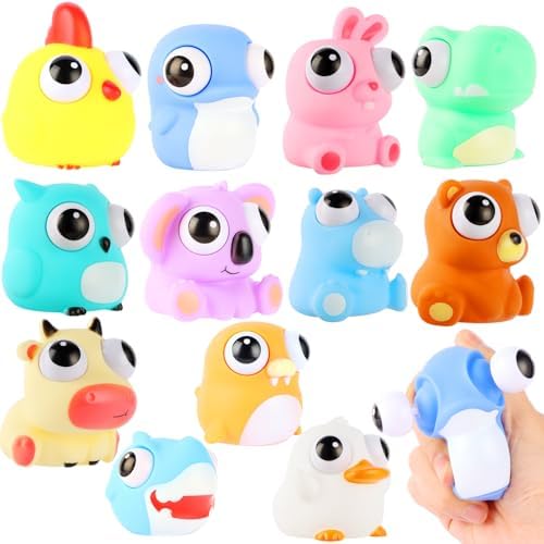 Mini Animal Eyeball Squishy Squeeze Toys – 12 Pack