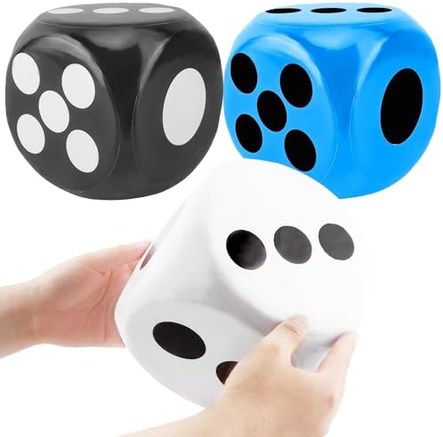 6 Inch Jumbo Dice Squishy, 3 Giant Soft Foam Dice for Game Night