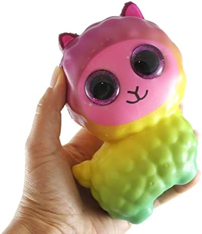 Rainbow Llama Squishy, Kawaii Glitter Sensory Squeeze Toy