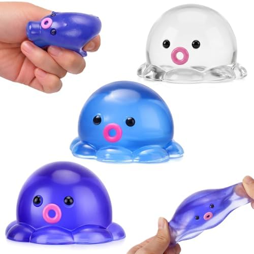 Octopus Squishy 3 Pack, Soft Mochi Stretchy Fidget Toys
