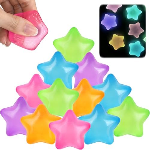 12 Pack Glow Star Squishy Balls - Slow Rising Sensory Fidget Toys