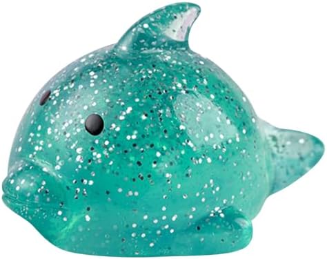 Glitter Whale Squishy Slow Rising Squeeze Toy in Teal