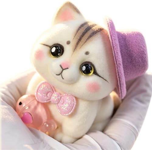 Tabby Cat Mochi Squishy, Soft Flocked Slow Rising Toy