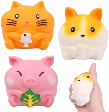 Animal Gel Ball Squishy 3 Pack - Cat Corgi & Piggy Toys