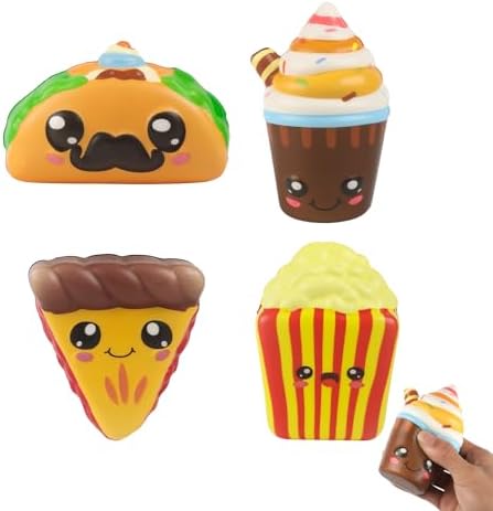 Slow Rising Hamburger Squishy 4-Pack Foam Food Party Favors