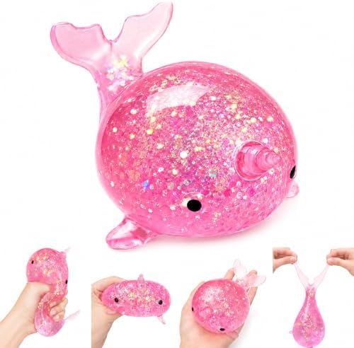 Pink Narwhal Squishy Kawaii Slow Rising Glitter Squeeze Toy