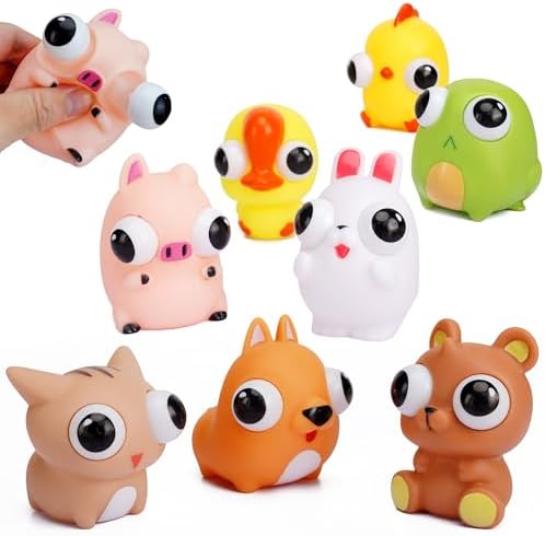 Cute Animal Eyeball Squishy Squeeze Toys – 8 Pack