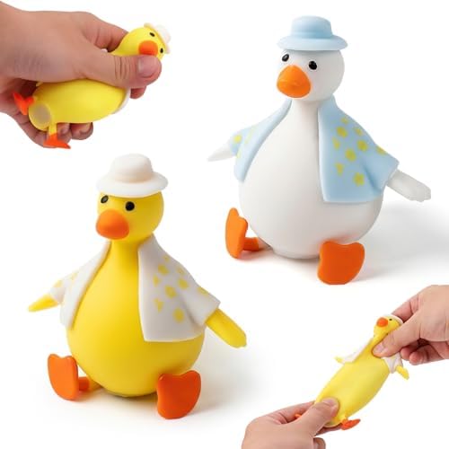 Duck Squishy 2 Pack, Soft Dressed-Up Mochi Squishy Ducks