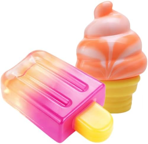 Ice Cream Cone Squishy and Popsicle Squeeze Toy Set