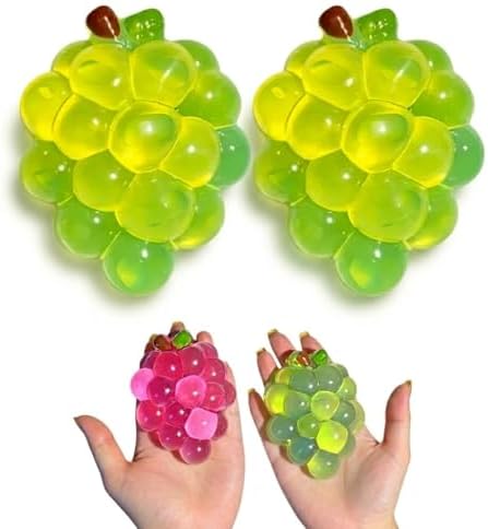 Kawaii Grape Squishy, Clear Jelly Fruit Sensory Fidget Toy
