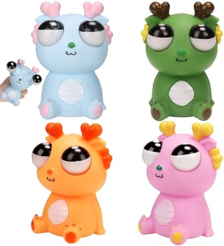 Eyeball Squishy Dragon Squeeze Toys – 4 Color Pack