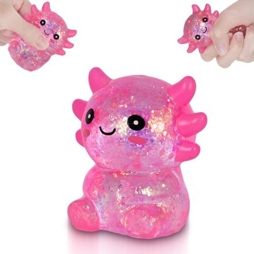 Pink Kawaii Axolotl Water Bead Squishy Ball Sensory Toy