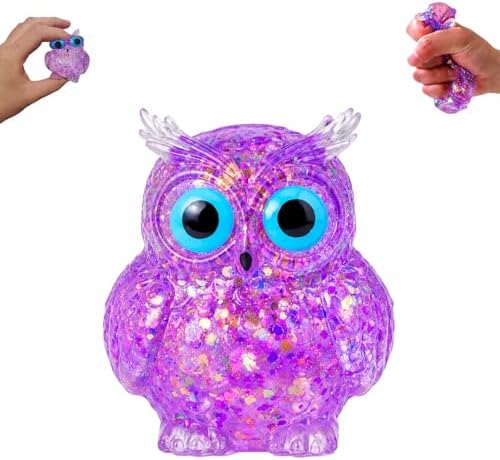 Jumbo Owl Squishy Slow Rising Glitter Desk Toy Purple