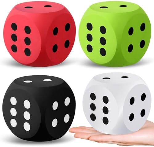 4 Color Dice Squishy Pack, Kawaii Foam Stress Relief Dice Cubes