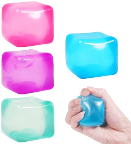 4 Pack Ice Cube Squishy Set - Colorful Slow Rising Stress Toys