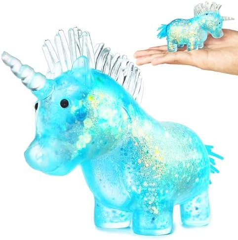 Sensory Unicorn Squishy Rainbow Bead Squeeze Fidget Toy