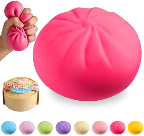 Mini Dumpling Squishy Rose Pink Bao Bun Stress Toy