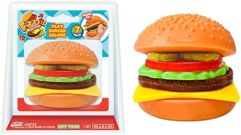 Fidget Hamburger Squishy Single Burger, Squish and Stretch Toy