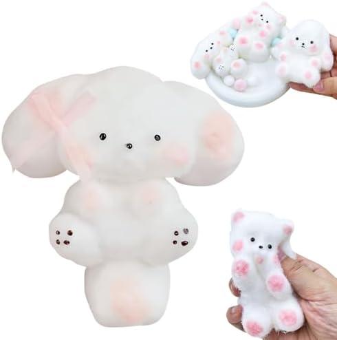 Mochi Dog Squishy Soft Puppy with Blush Cheeks and Bow