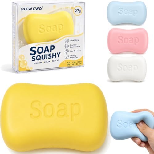 Mini Yellow Soap Squishy Crunchy Bead-Filled Stress Toy