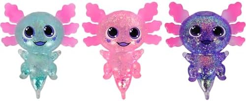 3 Pack Axolotl Water Bead Squishy Ball Set - Glitter Trio