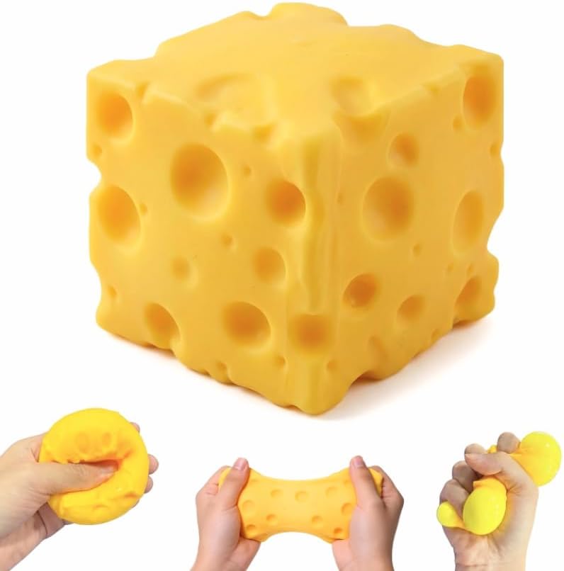 Mini Cheese Cube Squishy, Tiny Golden Squeeze Cube