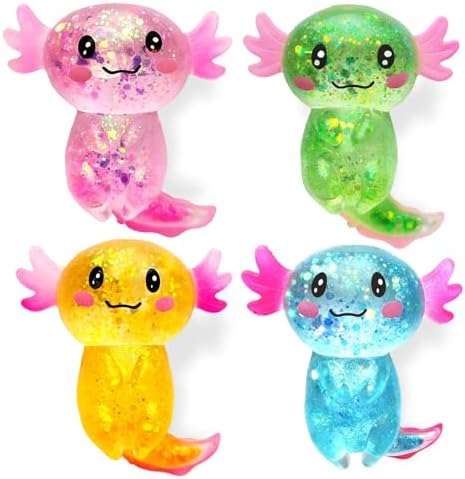 4 Pack Axolotl Squishy — Glittery Squeeze Set