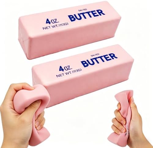 Pink Butter Brick Squishy, 2 Pack - Stretchy Stress Squeeze Toy