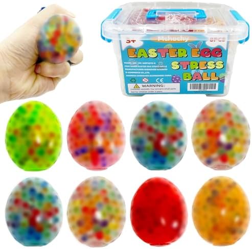 Water Bead Egg Squishy 8 Pack, Squishy Stress Ball Set