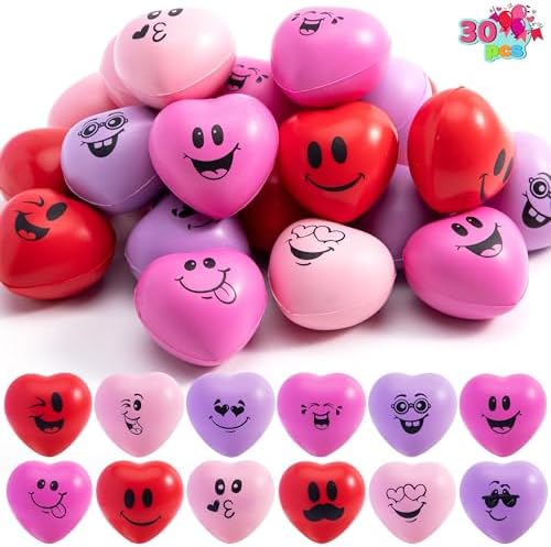 Heart Squishy Stress Balls Bulk 30 Pack, Party Favors