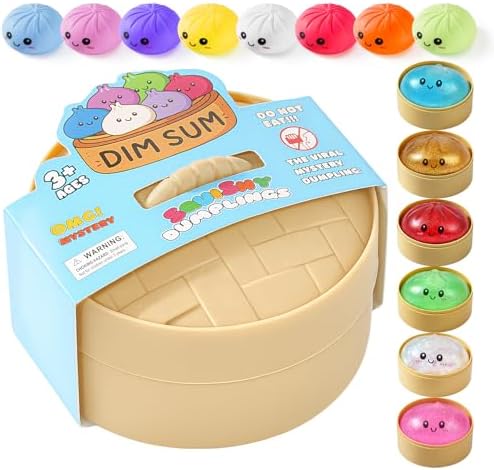 Dumpling squishy mystery blind box with assorted colorful steamed-dumpling squishies