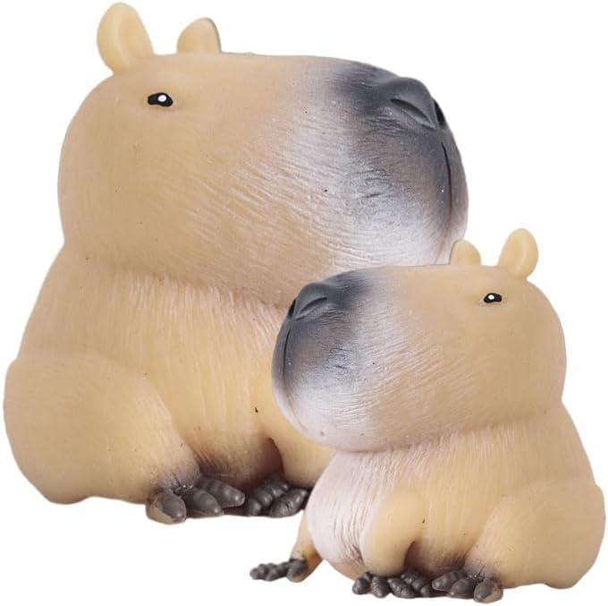 Mama and Baby Capybara Squishy Soft Squeeze Sensory Toy Set