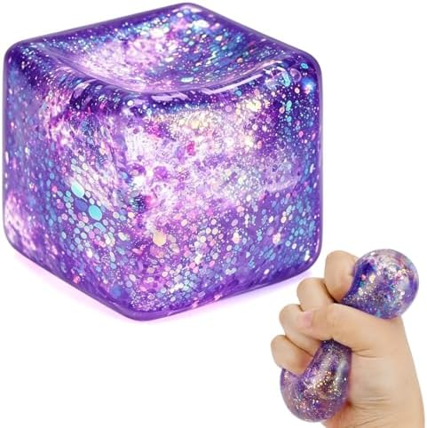 Purple Galaxy Ice Cube Water Bead Squishy Ball Fidget Toy