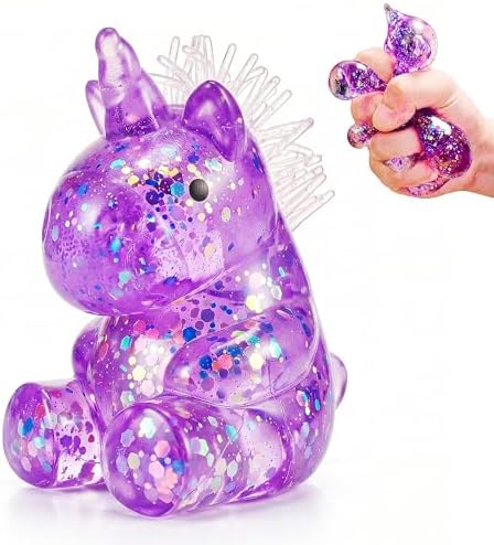 Purple Glitter Unicorn Squishy Squeeze Slow Rising Toy