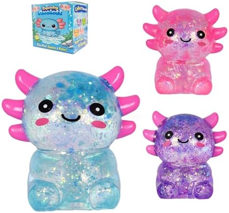 3 Pack Axolotl Squishy: Soft Squeeze Fidget Trio