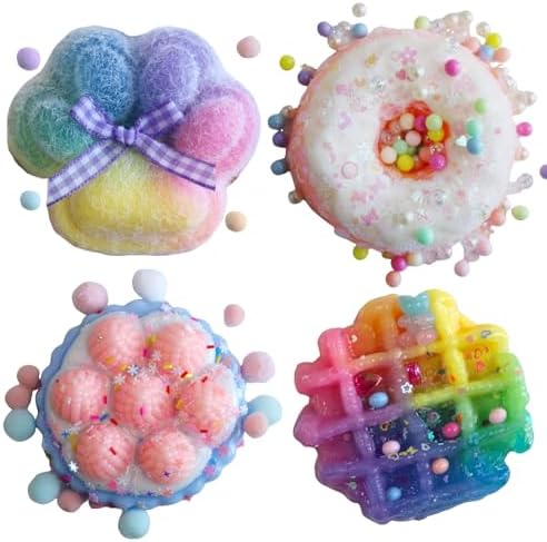 4 Pack Waffle Squishy Set Soft Dessert Squeeze Toys